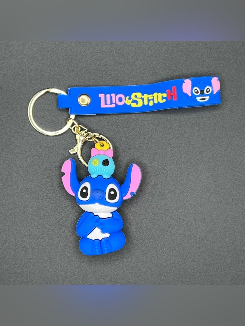 Blue Silicone Keychain with Character Charm